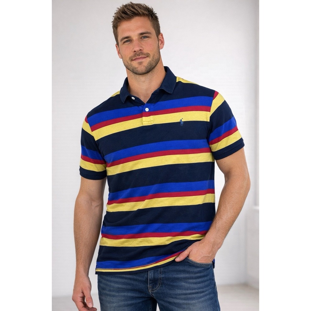 Vintage 90's Y2K Polo Ralph Lauren Polo Men's M-L Rainbow Striped Pride Shirt - Picture 8 of 9